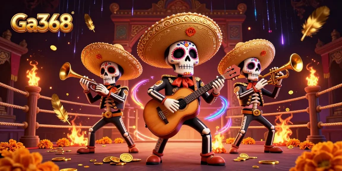 Experience the thrill of Ga368 with an engaging illustration of a vibrant mariachi band in a unique cockfighting arena.