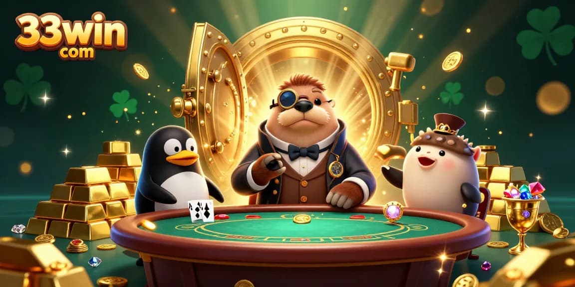 Engage with 33win com at the vibrant underwater poker table filled with treasures and characters.