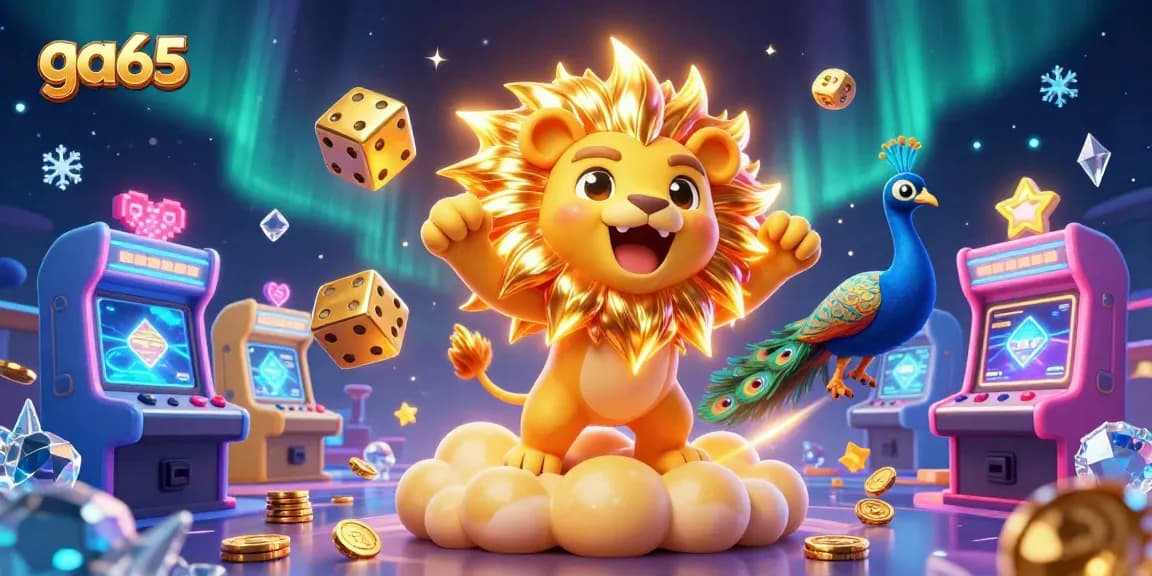 Experience thrilling matchups at ga65 with animated sun lion and dynamic gaming elements.