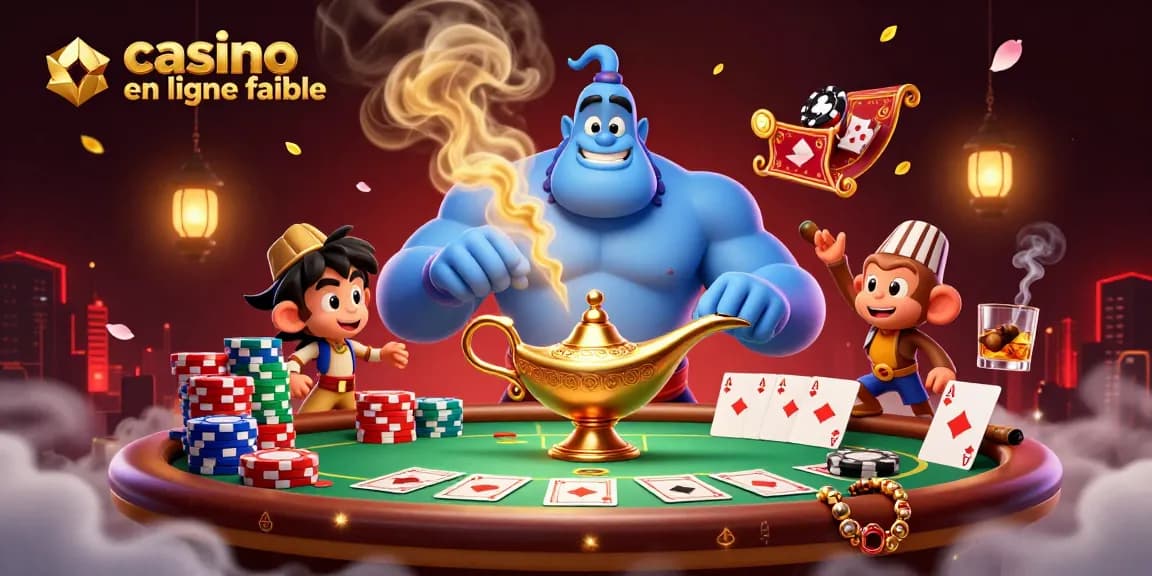 Découvrez le casino en ligne fiable avec des personnages de jeu et des éléments de poker.