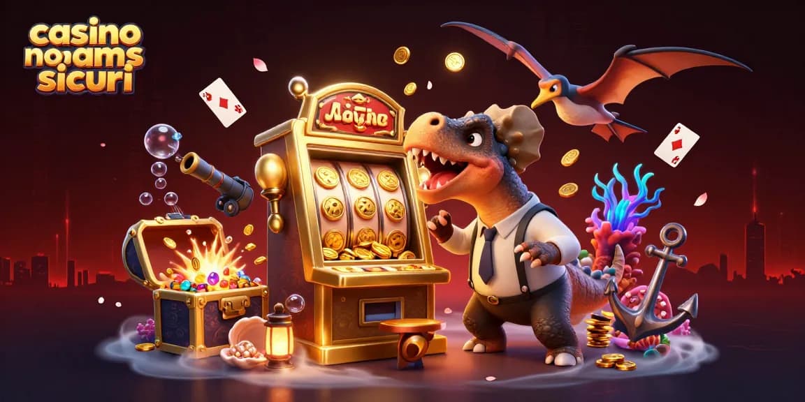 Scopri come i casino non aams sicuri offrono jackpot e divertimento in un'illustrazione vibrante.
