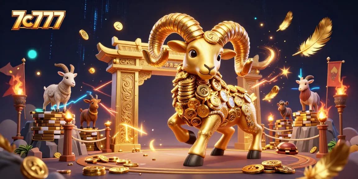 Experience thrilling gaming with 7c777's dynamic casino showdown featuring a golden ram.