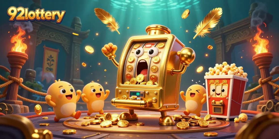 Experience the excitement of 92lottery with colorful slot machines celebrating a jackpot win!