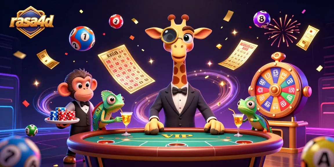 Rasa4d menampilkan giraffe berkostum mewah di meja poker, memikat pemain dengan keberuntungan.