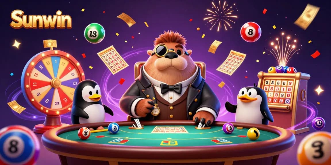 Sunwin showcases a vibrant animated poker scene with unique underwater characters, blending gambling excitement.