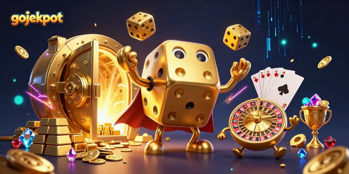 Experience winning thrills with gojekpot in this vibrant casino-themed 3D illustration.