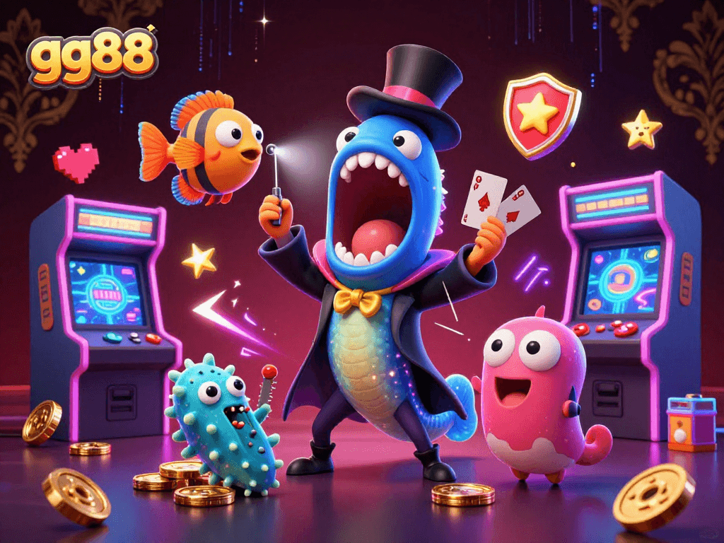 Engage in thrilling matches at gg88, showcasing animated deep-sea characters in a captivating casino setting.