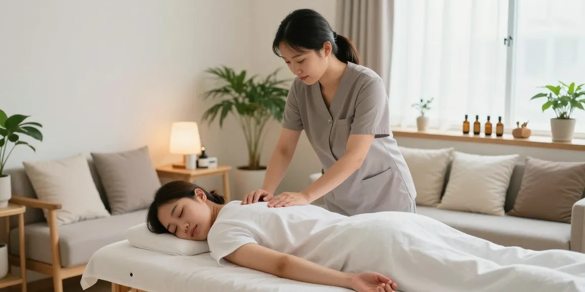 신촌출장마사지 being offered in a serene home setting with a professional therapist.
