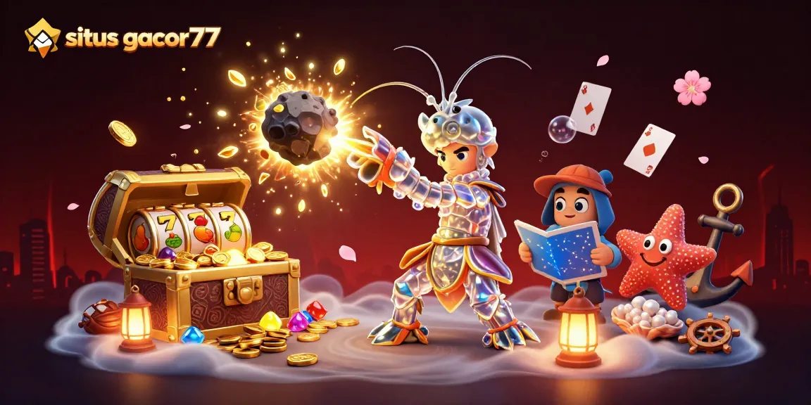 situs gacor77 menampilkan samurai udang mantis galaksi dalam pertempuran, memecahkan asteroid untuk menang besar di permainan slot