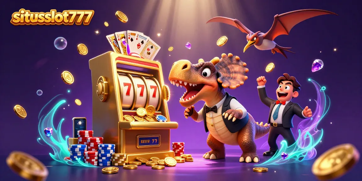 Experience the excitement of situsslot777 as vibrant dinosaurs jackpot at a casino.