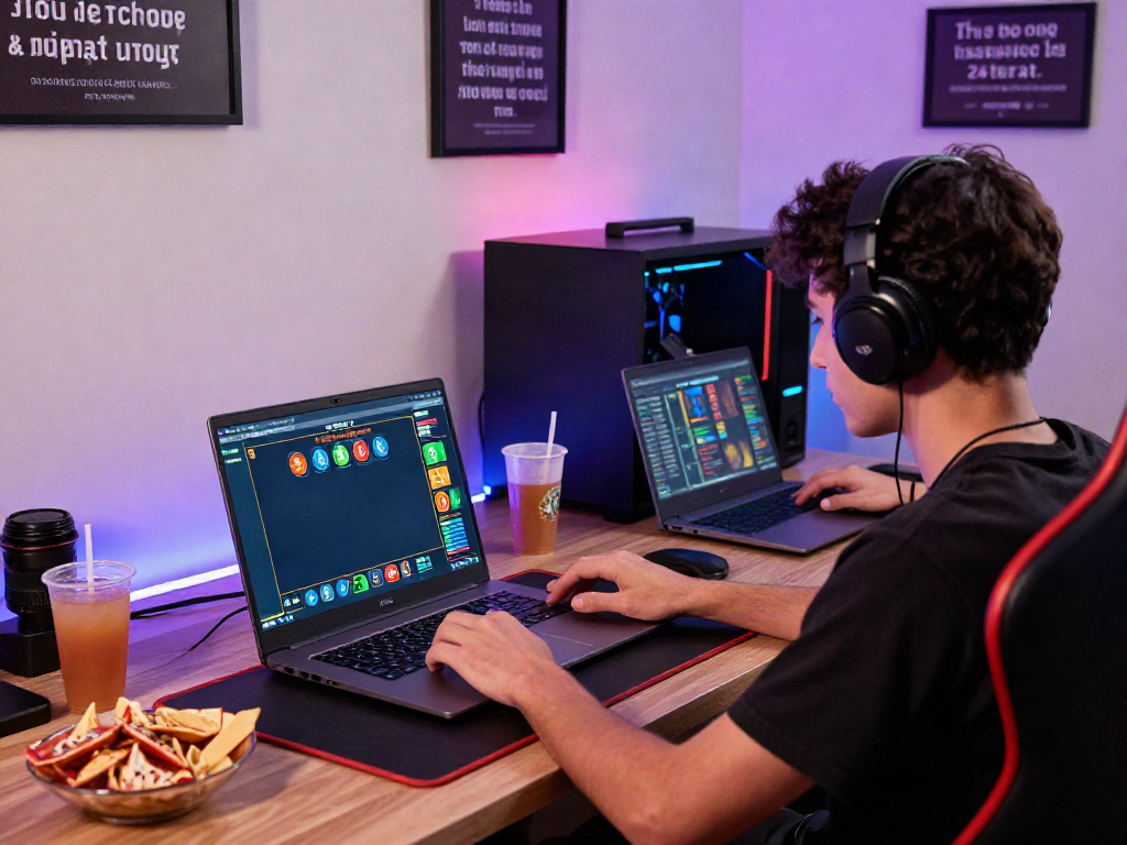 Exciting online gaming experience with amanahtoto numbers illuminated on the screen in a vibrant gaming setup.