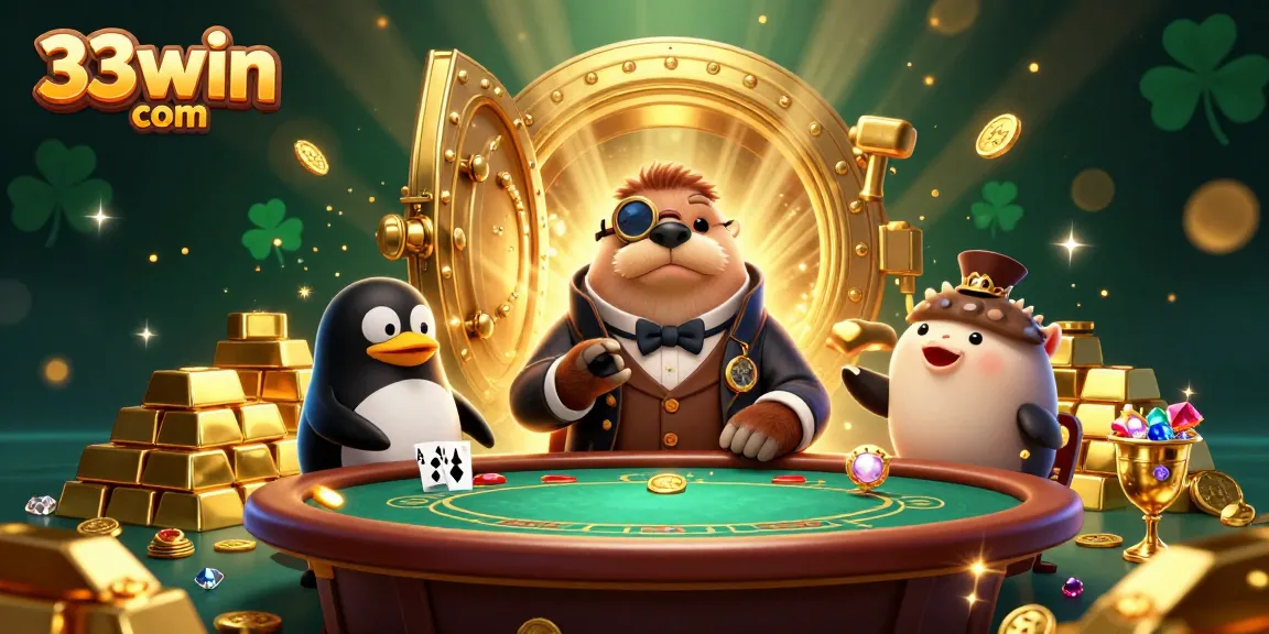 Engage with 33win com at the vibrant underwater poker table filled with treasures and characters.