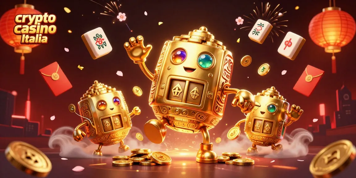 Gioca nei migliori crypto casino Italia con slot e simboli d'azzardo in un'illustrazione coinvolgente.