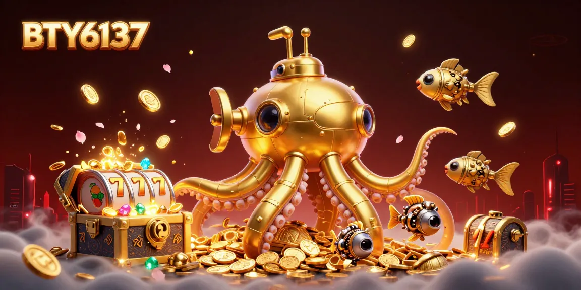 BTY6137 showcases a thrilling underwater casino adventure with a golden kraken submarine.