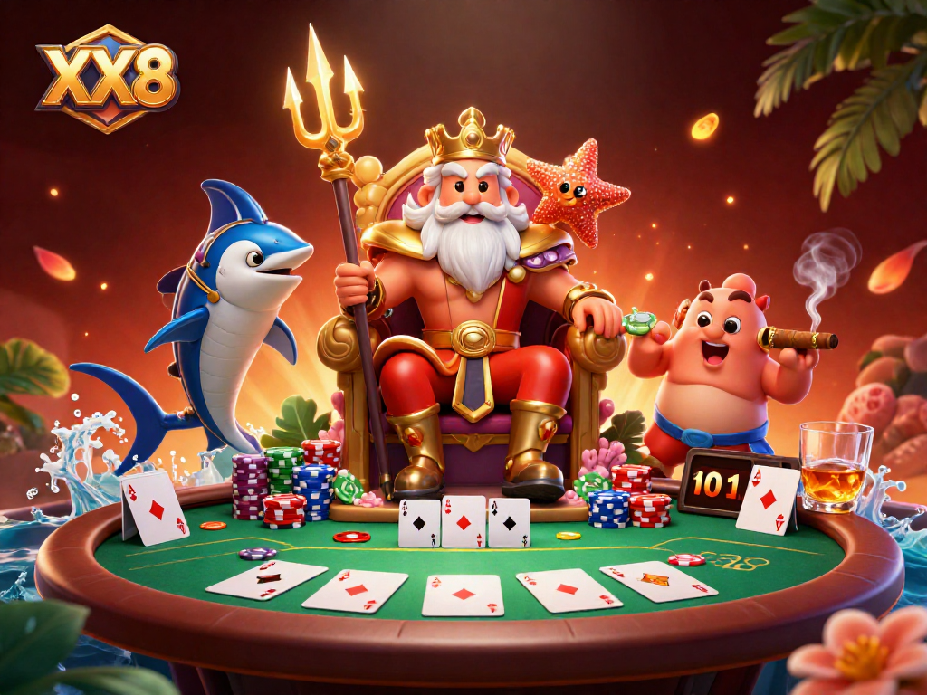 Experience thrilling poker action with XX8 as Neptune and his allies engage in high-stakes gaming.