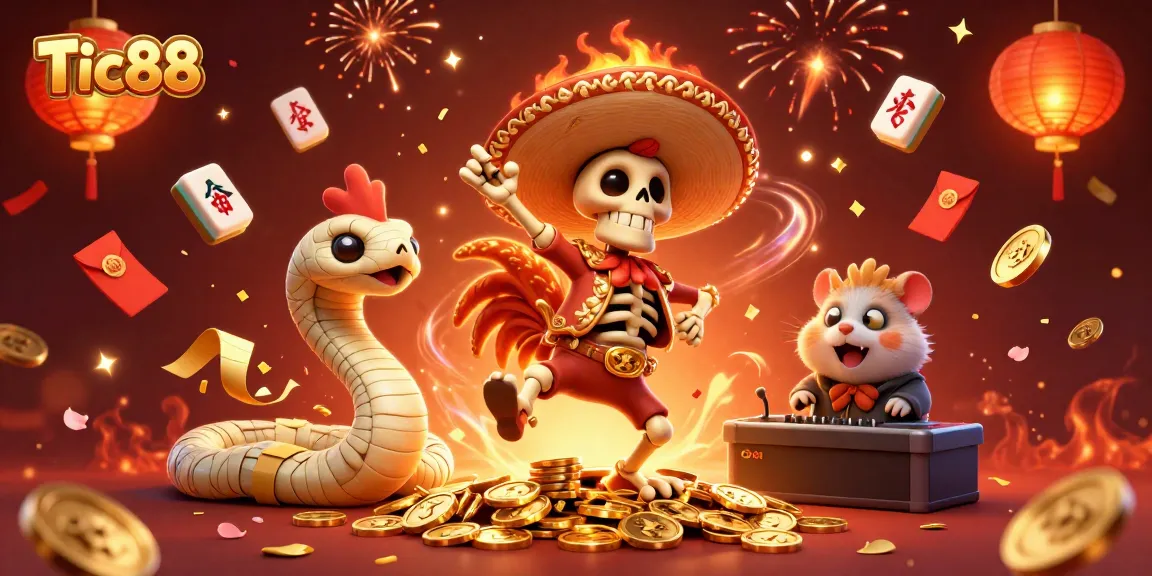 Tic88 brings thrilling online gambling to life with a colorful celebration of vibrant characters and casino elements.