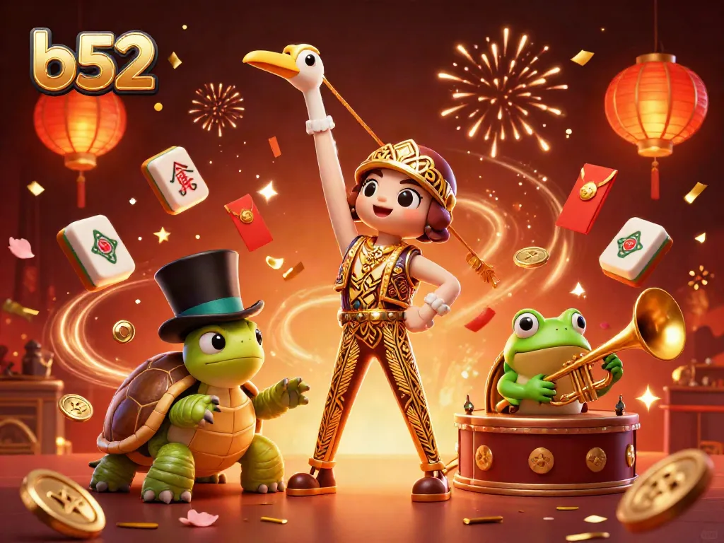 Experience the vibrant casino world of b52 with playful characters and exciting game elements.