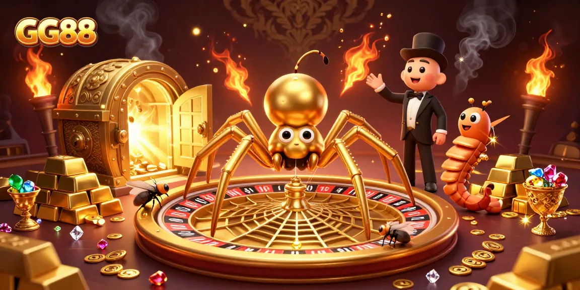 Engage in gaming excitement with GG88 as the 3D spider spins a roulette web!
