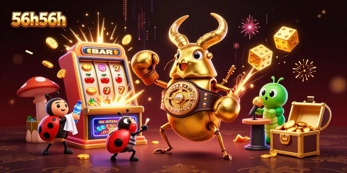 Comemore vitórias no cassino 56h56h com uma ilustração vibrante de cassino 3D.
