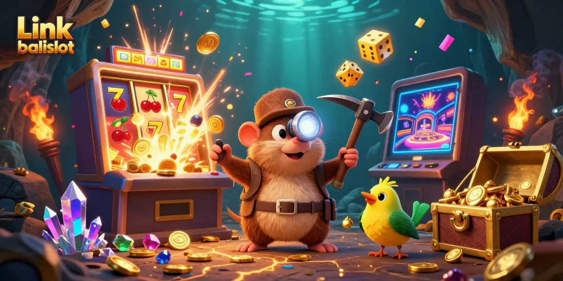 Join the treasure hunter mole in the adventure of Link balislot, surrounded by jackpot excitement and vibrant casino elements.