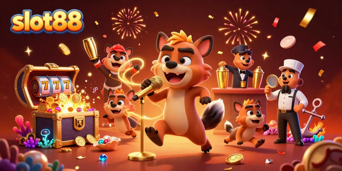 Experience thrilling slot88 action with lively hyena characters in a vibrant casino setting.