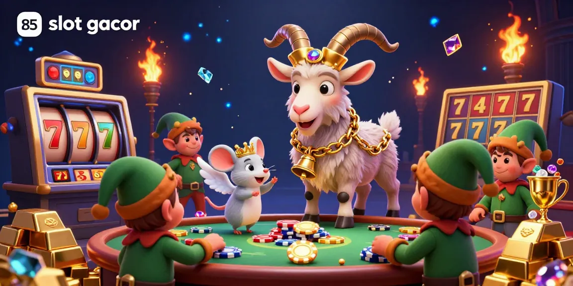 Experience thrill at the slot gacor casino featuring exciting characters and treasure-filled scenes.