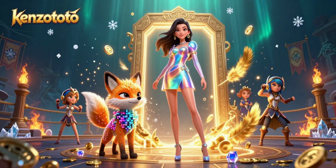 Engage with kenzototo, where a colorful woman and a pixel fox unveil a dynamic casino scene alive with action!