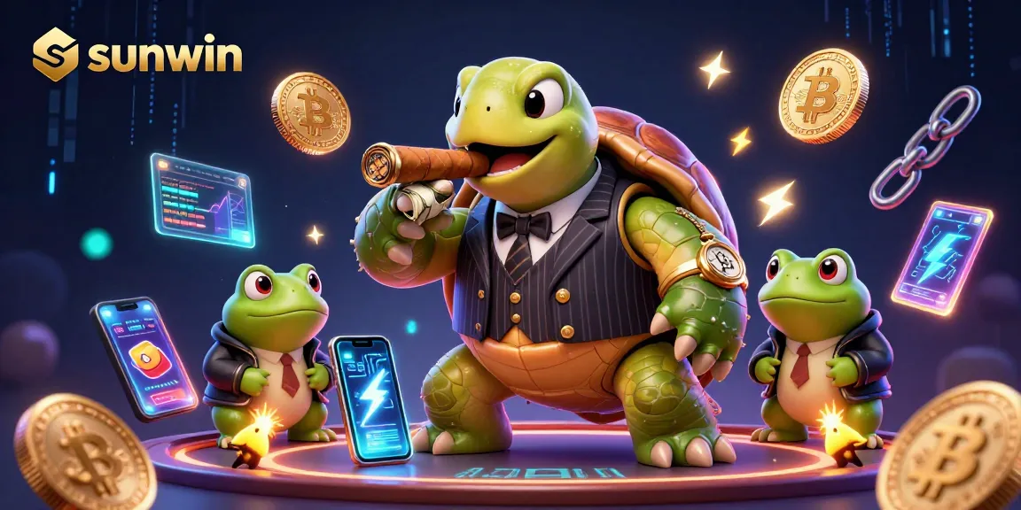 Engage in sunwin's dynamic gaming atmosphere amidst vibrant 3D characters and crypto elements.