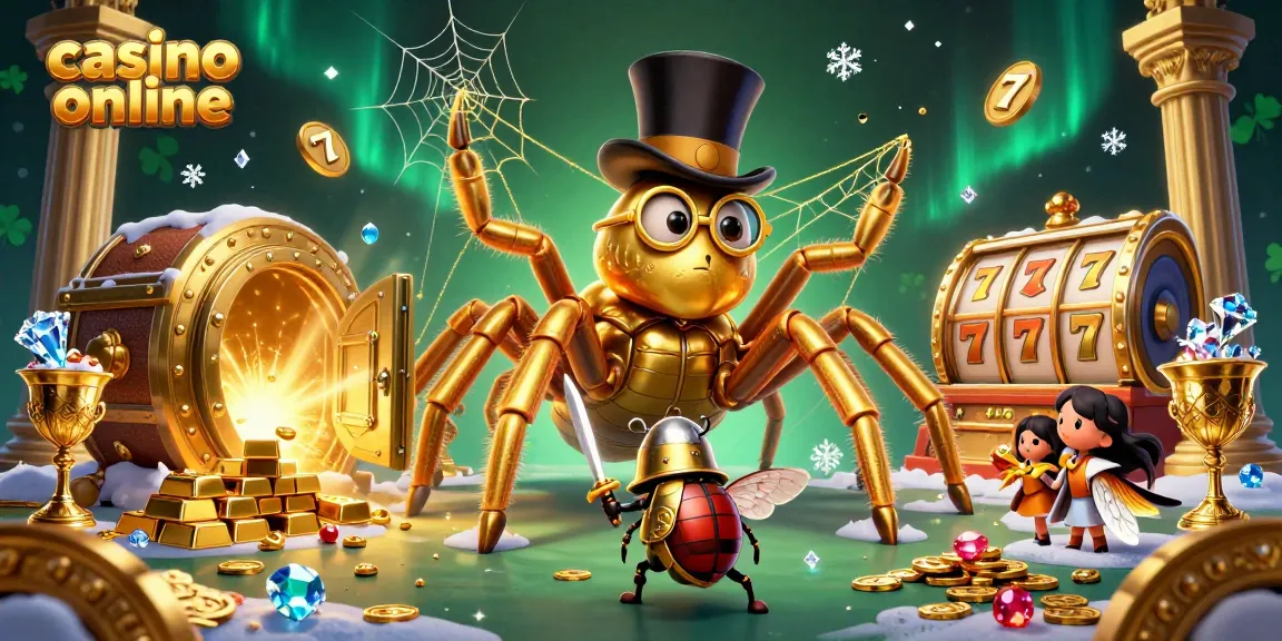 Engage in thrilling action at a casino online with a 3D scene featuring whimsical characters and riches.