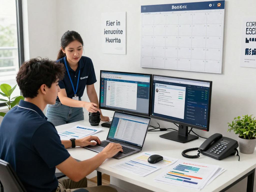 Operators in a home-service business collaboratively generating leads with AI systems for contractor lead generation.