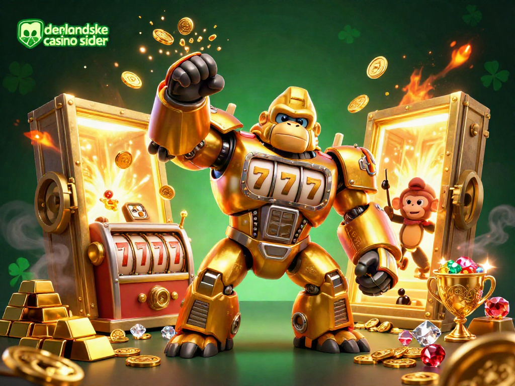 Experience the thrill of udenlandske casino sider with a dynamic golden gorilla mech and treasure explosion!