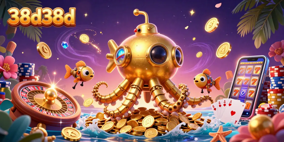 Experience thrilling gameplay with 38d38d as a golden kraken surfaces amid coins and vibrant casino elements.