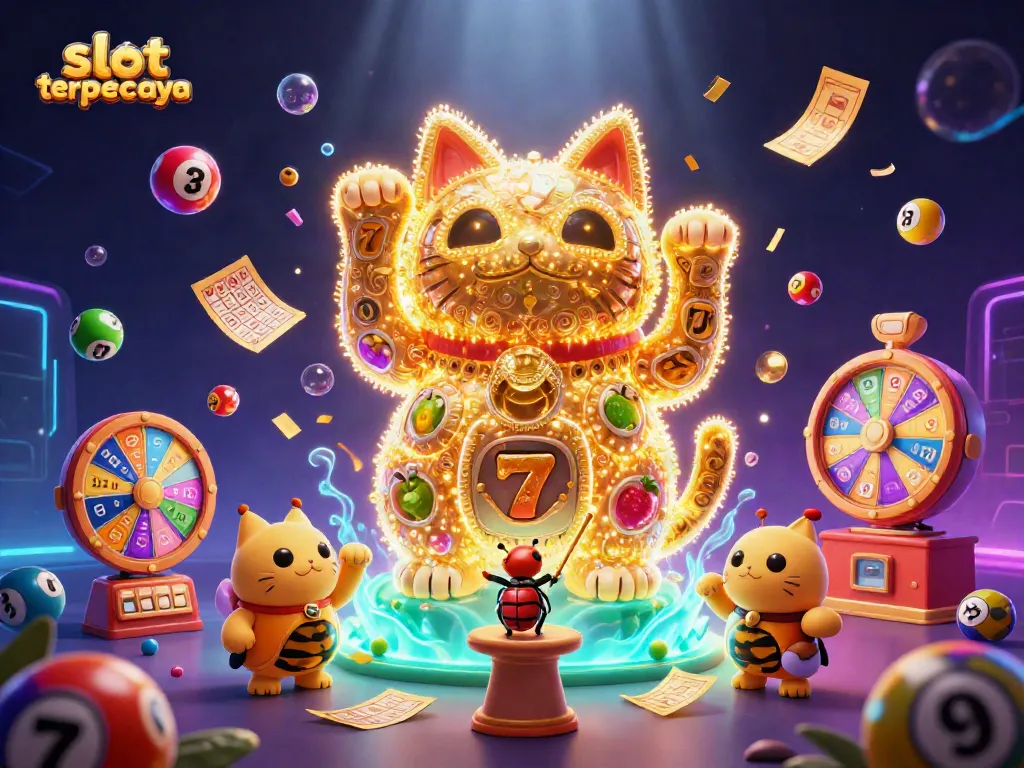Rasakan sensasi permainan slot terpercaya dengan ilustrasi menarik kartun bertema kasino.