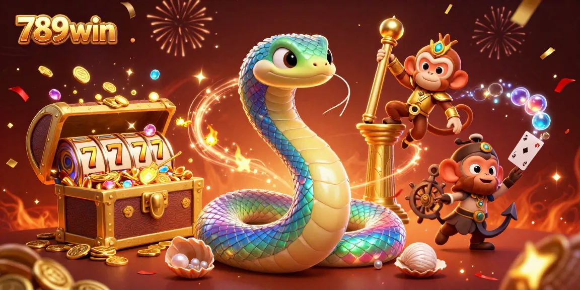 Engage in thrilling wins at 789win with a dynamic 3D casino scene packed with colorful slot elements.