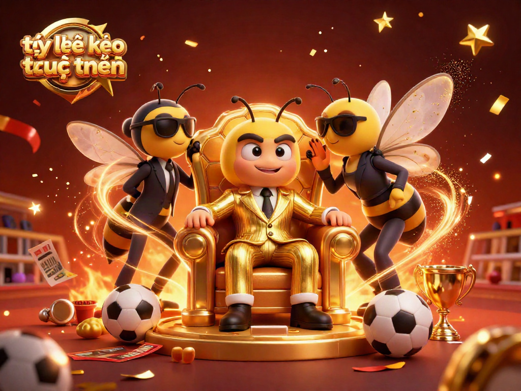 Bet on tỷ lệ kèo trực tuyến with vibrant sports betting scene featuring a bumblebee mob boss