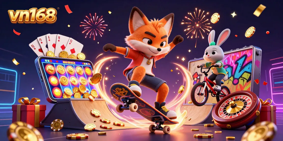 Experience the excitement of vn168 with thrilling gaming graphics and vibrant casino symbols.