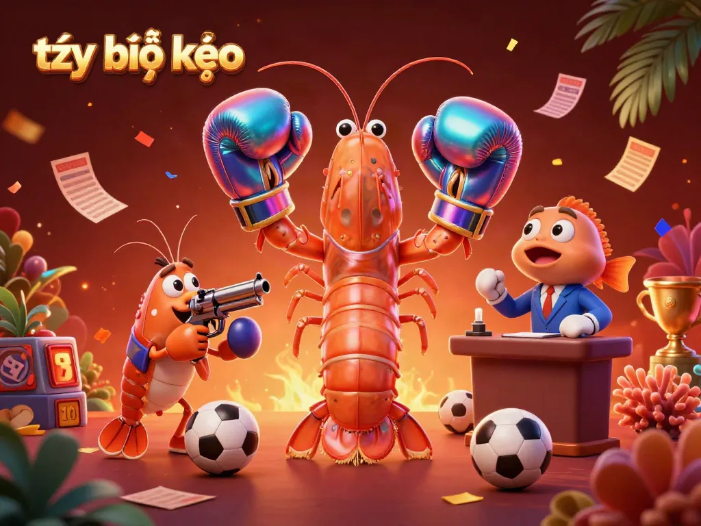Experience the excitement of tỷ lệ kèo in this vibrant sports betting scene with quirky characters.