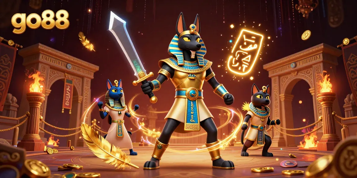 Experience exciting gameplay at go88, featuring ancient characters amidst vibrant casino elements.