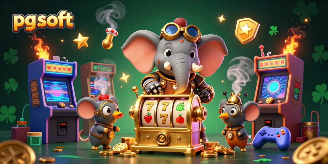 Spin the golden slot machine with pg soft's vibrant characters in a rich casino-themed 3D illustration.