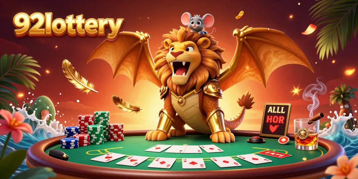 Experience thrilling action with 92lottery as the chimera dragon fiercely battles on a poker table.