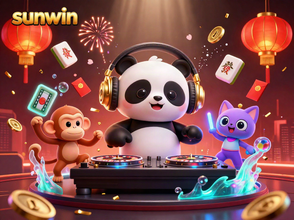 Engage in thrilling activities with sunwin's vibrant digital casino scene featuring whimsical characters.