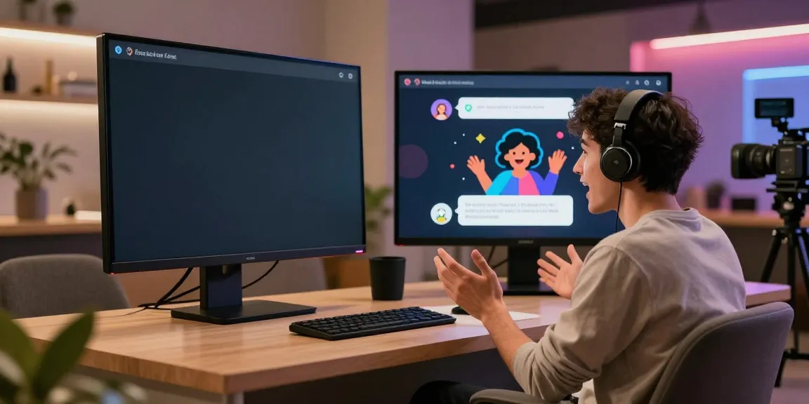 Engaging in free AI sex chat with a lively character on screen in a modern lounge.