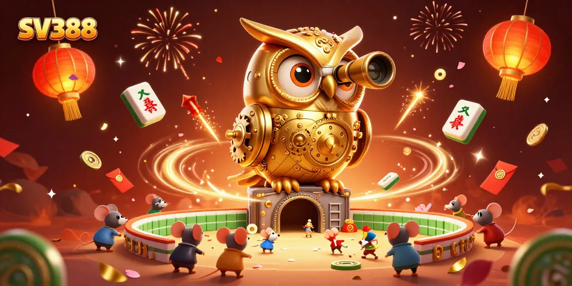 Engage with SV388 as the soaring golden owl oversees the vibrant cockfighting action.