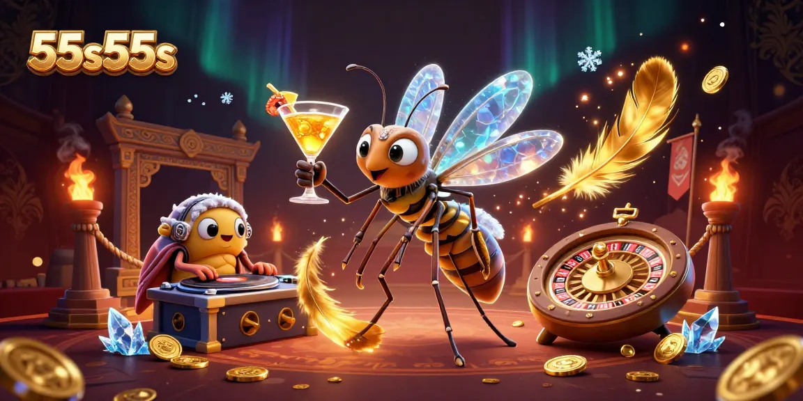 Jogue no emocionante casino 55s55s com elementos de um mosquito e um DJ de trilobita.