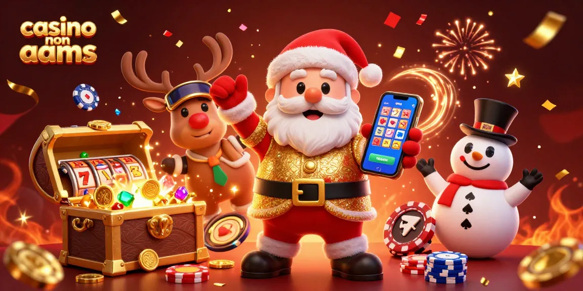 Interagisci con il casino non AAMS attraverso personaggi dei cartoni animati entusiasti che si godono giochi di slot scintillanti e elementi festivi.