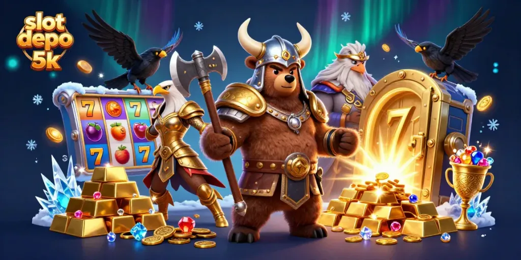 Engage in thrilling gameplay with slot depo 5k as Viking characters discover treasure and luck.
