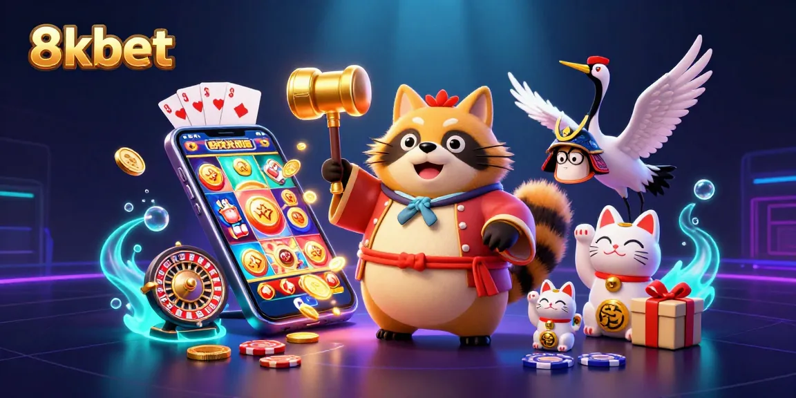 Experience the excitement of 8kbet with vibrant 3D casino characters and engaging slot games.