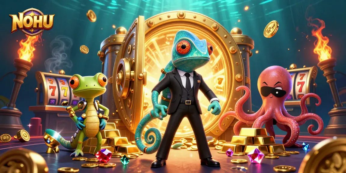 Engage with NOHU while exploring a vivid 3D illustration of casino settings.