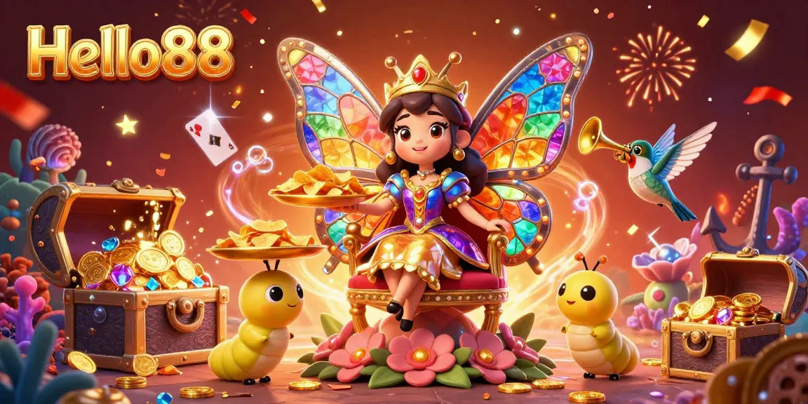 Experience Hello88's vibrant casino adventure with colorful characters and immersive gaming elements.