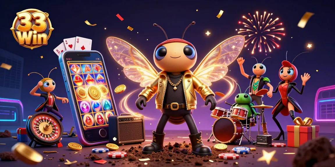 Experience thrilling gameplay with 33 Win's vibrant characters and casino-inspired elements.